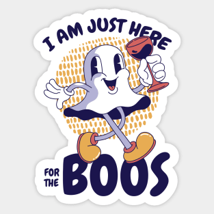 Funny Retro Ghost Cartoon // I'm Just Here for the Boos Sticker